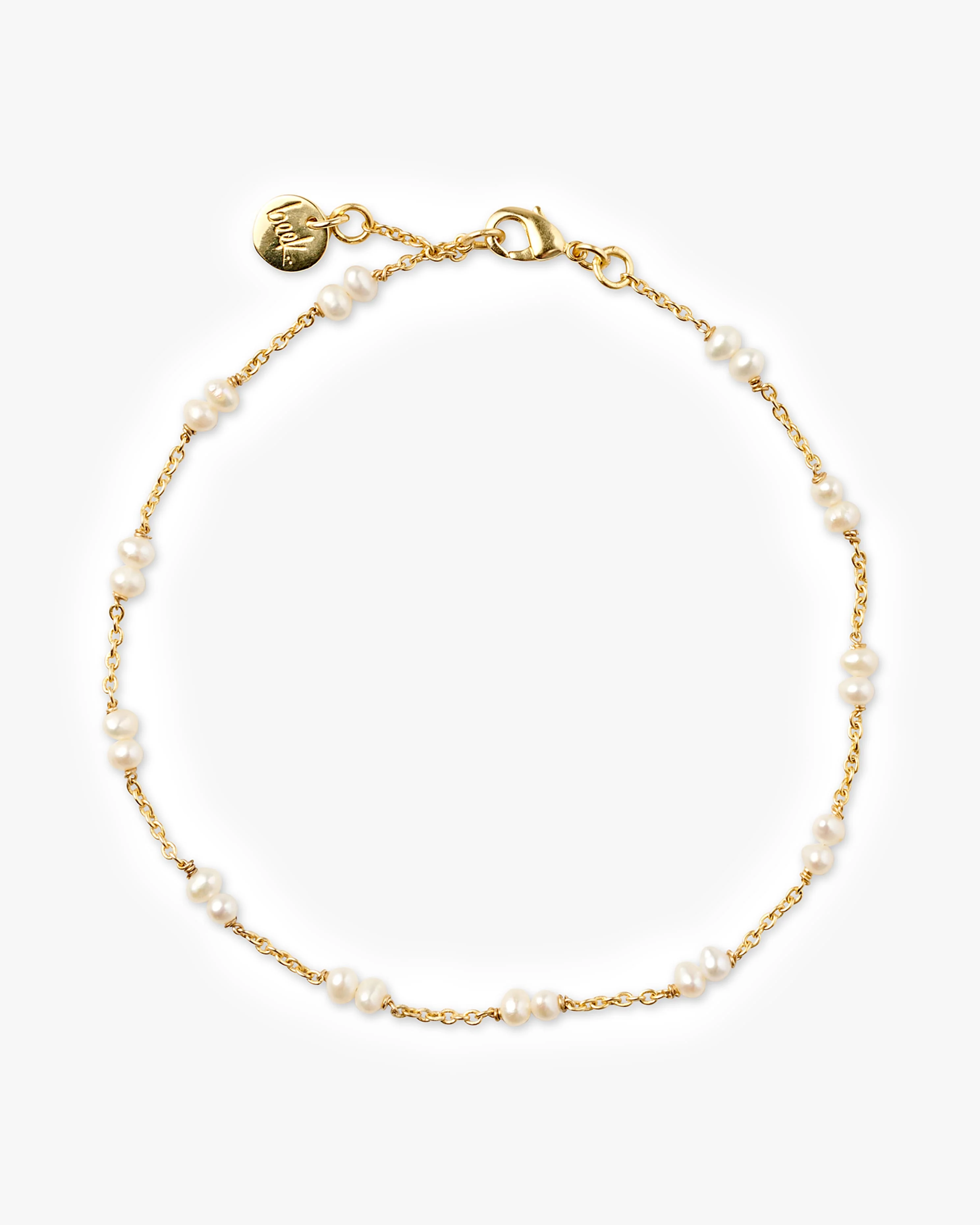 Pearl Bead Anklet - Gold